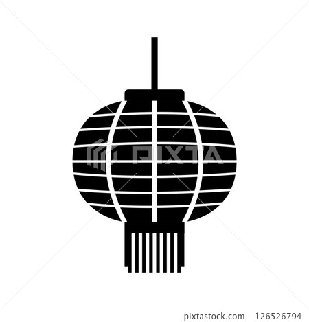Chinese Lantern Silhouette. Black and White Icon Design Elements on Isolated White Background 126526794