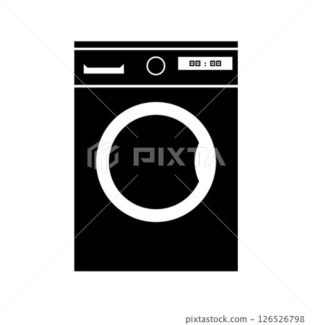 Washing Machine Silhouette. Black and White Icon Design Elements on Isolated White Background 126526798