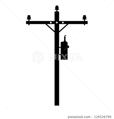 Power Pole Silhouette. Black and White Icon Design Elements on Isolated White Background 126526799