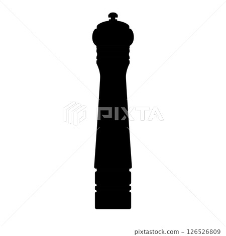 Pepper Grinder Silhouette. Black and White Icon Design Elements on Isolated White Background Pepper Grinder Silhouette. Black and White Icon Design Elements on Isolated White Background 126526809