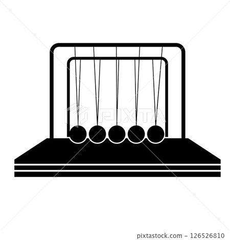 Newton Cradle Silhouette. Black and White Icon Design Elements on Isolated White Background Newton Cradle Silhouette. Black and White Icon Design Elements on Isolated White Background 126526810