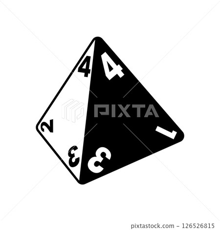 D4 Dice Silhouette. Black and White Icon Design Elements on Isolated White Background D4 Dice Silhouette. Black and White Icon Design Elements on Isolated White Background 126526815
