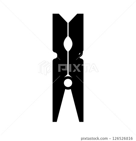 Clothespin Silhouette. Black and White Icon Design Elements on Isolated White Background 126526816
