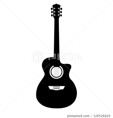 Acoustic Guitar Silhouette. Black and White Icon Design Elements on Isolated White Background 126526820