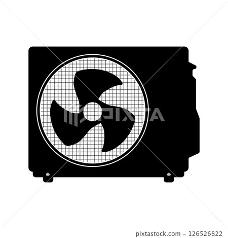 AC Condenser Unit Fan Silhouette. Black and White Icon Design Elements on Isolated White Background 126526822