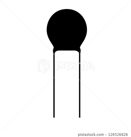 Ceramic Capacitor Silhouette. Black and White Icon Design Elements on Isolated White Background 126526826