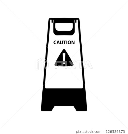 Caution Standing Board Silhouette. Black and White Icon Design Element on Isolated White Background 126526873