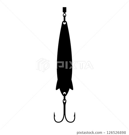 Fishing Lure Silhouette. Black and White Icon Design Element on Isolated White Background 126526898