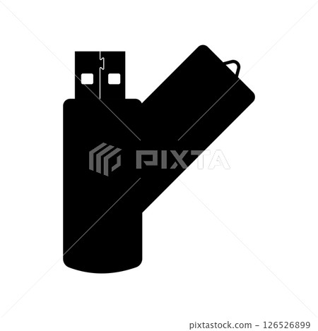 USB Flash Drive Silhouette. Black and White Icon Design Element on Isolated White Background 126526899