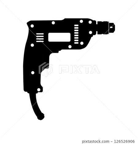 Hand Drill Silhouette. Black and White Icon Design Element on Isolated White Background Hand Drill Silhouette. Black and White Icon Design Element on Isolated White Background 126526906