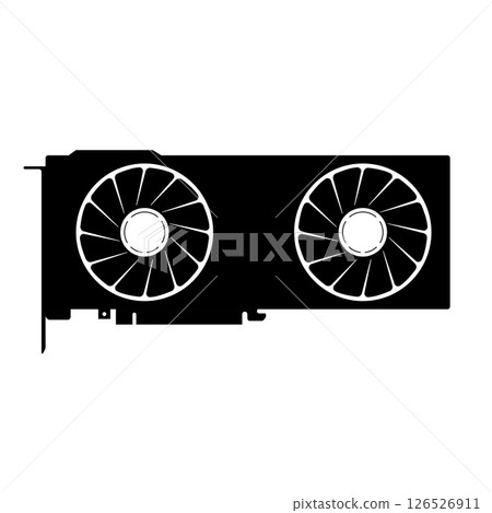 VGA Graphic Card Silhouette. Black and White Icon Design Element on Isolated White Background 126526911