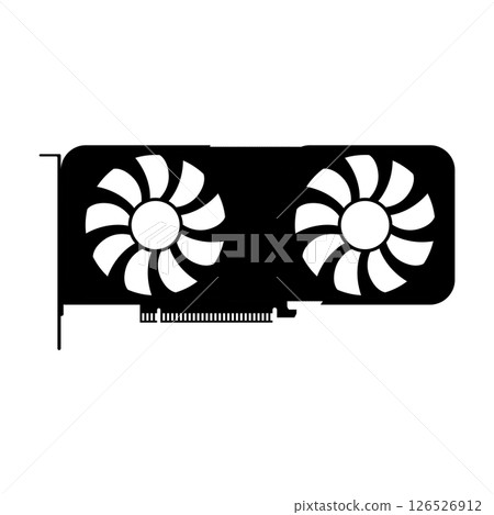 VGA Graphic Card Silhouette. Black and White Icon Design Element on Isolated White Background VGA Graphic Card Silhouette. Black and White Icon Design Element on Isolated White Background 126526912