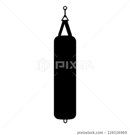 Punching Bag Silhouette. Black and White Icon Design Elements on Isolated White Background Punching Bag Silhouette. Black and White Icon Design Elements on Isolated White Background 126526969