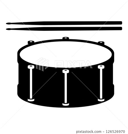 Snare Drum Silhouette. Black and White Icon Design Elements on Isolated White Background 126526970