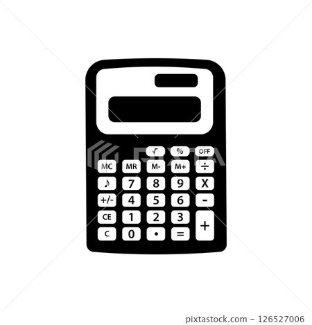 Calculator Black and White Icon Design Element on Isolated White Background 126527006