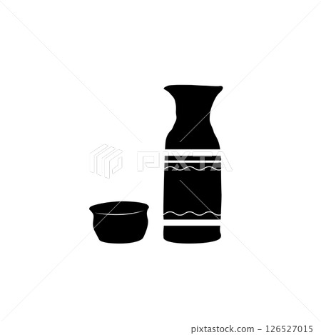 Clay Water Jug Silhouette. Black and White Icon Design Elements on Isolated White Background 126527015