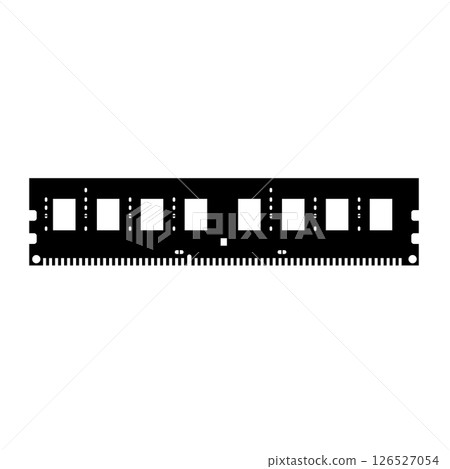 RAM Memory Silhouette. Black and White Icon Design Element on Isolated White Background RAM Memory Silhouette. Black and White Icon Design Element on Isolated White Background 126527054