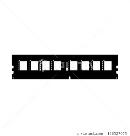 RAM Memory Silhouette. Black and White Icon Design Element on Isolated White Background RAM Memory Silhouette. Black and White Icon Design Element on Isolated White Background 126527055