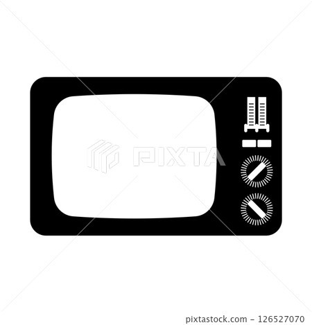 Retro TV Silhouette. Black and White Icon Design Element on Isolated White Background Retro TV Silhouette. Black and White Icon Design Element on Isolated White Background 126527070