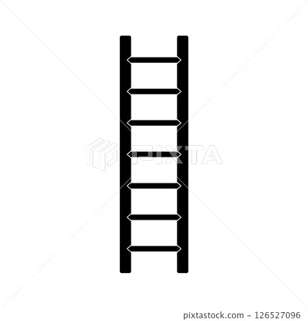 Wooden Ladder Silhouette. Black and White Icon Design Element on Isolated White Background 126527096