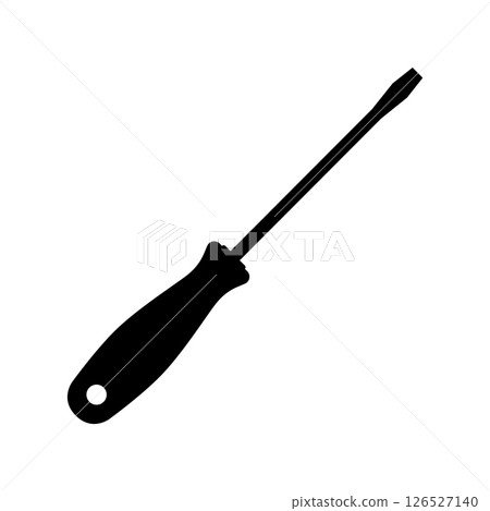 Flat Head Screwdriver Silhouette. Black and White Icon Design Elements on Isolated White Background 126527140