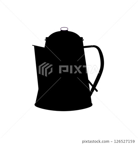 Kettle Silhouette. Black and White Icon Design Elements on Isolated White Background Kettle Silhouette. Black and White Icon Design Elements on Isolated White Background 126527159