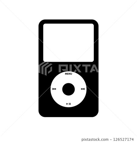 Portable Music Player Silhouette. Black and White Icon Design Element on Isolated White Background Portable Music Player Silhouette. Black and White Icon Design Element on Isolated White Background 126527174