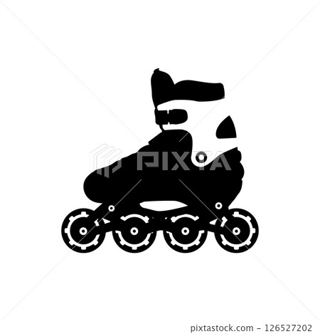 Roller Skates Black and White Icon Design Element on Isolated White Background Roller Skates Black and White Icon Design Element on Isolated White Background 126527202
