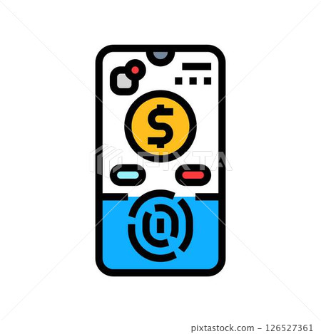 biometric payment authentication fintech color icon vector illustration 126527361