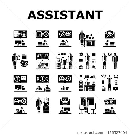 administrative assistant office icons set vector administrative assistant office icons set vector 126527404