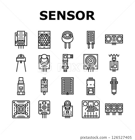 sensor module iot infrared icons set vector 126527405