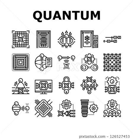 quantum computer qubit icons set vector quantum computer qubit icons set vector 126527453