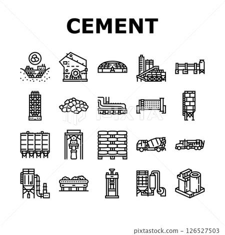 cement production gypsum icons set vector cement production gypsum icons set vector 126527503