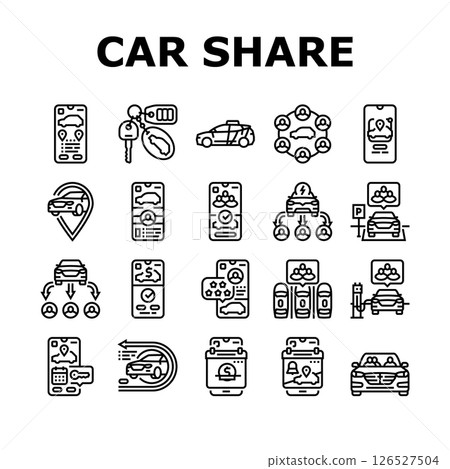 car share service transport icons set vector 126527504