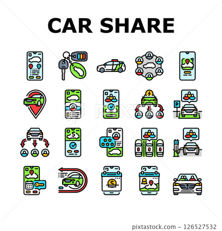 car share service transport icons set vector car share service transport icons set vector 126527532