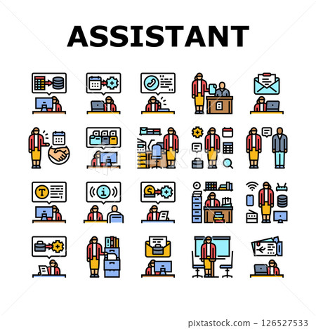 administrative assistant office icons set vector 126527533