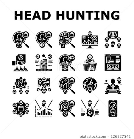 head hunting recruitment icons set vector 126527541