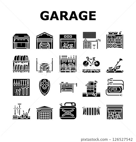 garage storage tools icons set vector 126527542