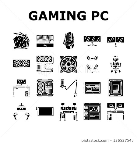 gaming pc hardware icons set vector 126527543