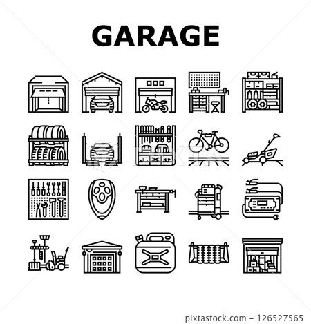 garage storage tools icons set vector 126527565