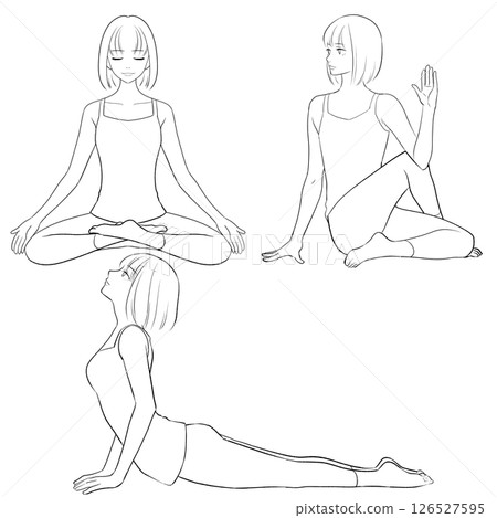 鮑伯髮型的女人做瑜珈姿勢(僅限主線)1 鮑伯髮型的女人做瑜珈姿勢(僅限主線)1 126527595