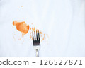 dirty sauce  stain on shirt from drinking in freetime. stain for cleaning concept 126527871
