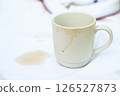 dirty coffee stain on cup from drinking in freetime. stain for cleaning concept 126527873