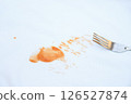 dirty sauce  stain on shirt from drinking in freetime. stain for cleaning concept 126527874