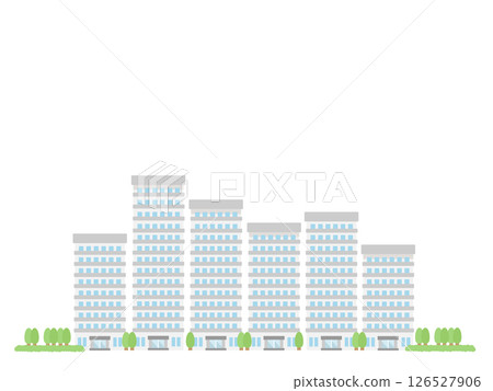 Apartment, high-rise building, streetscape, building, illustration 126527906
