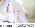 dirty sauce  stain on shirt from drinking in freetime. stain for cleaning concept 126527955