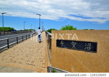 千葉縣、手賀沼湖、手賀沼大橋 千葉縣、手賀沼湖、手賀沼大橋 126528005