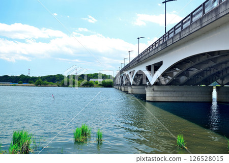 千葉縣手賀沼橋、手賀沼湖 126528015