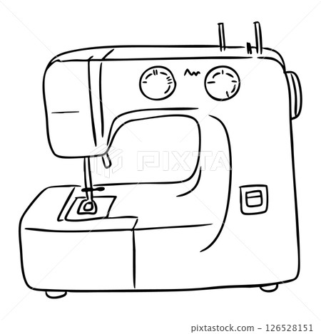 Hand drawn illustration of a sewing machine Hand drawn illustration of a sewing machine 126528151