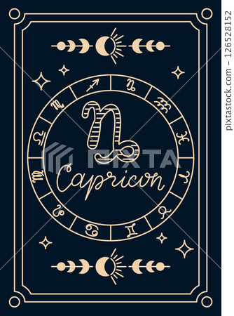 Elegant Capricorn zodiac card with constellation Elegant Capricorn zodiac card with constellation 126528152
